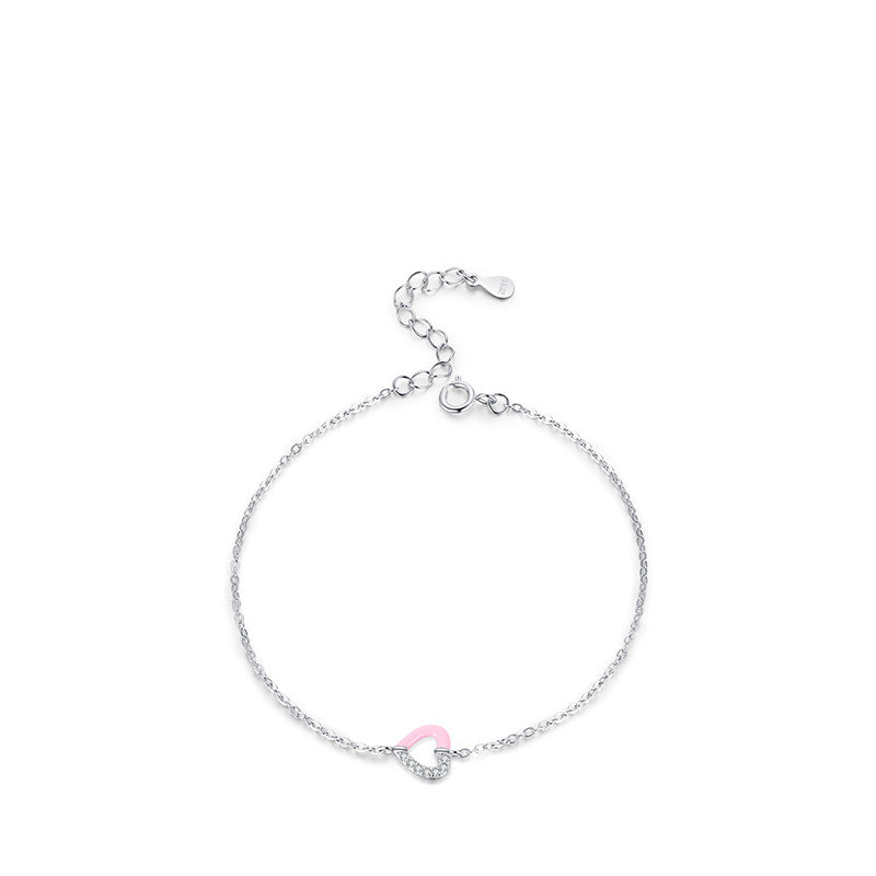 Wholesale S925 Sterling Silver Micro Pavement Stitching Heart Bracelet Earrings Set OLY-BT-MoD010